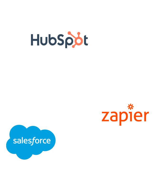 Integrations with Hubspot, Salesforce and Zapier